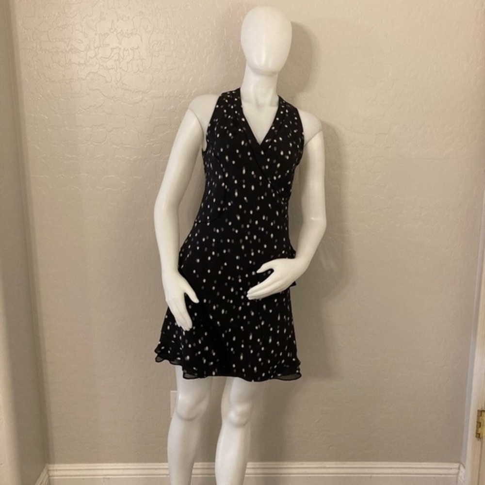 Proenza Schouler 100% Silk Polka Dot Sleeveless Mini Black Dress Size 4